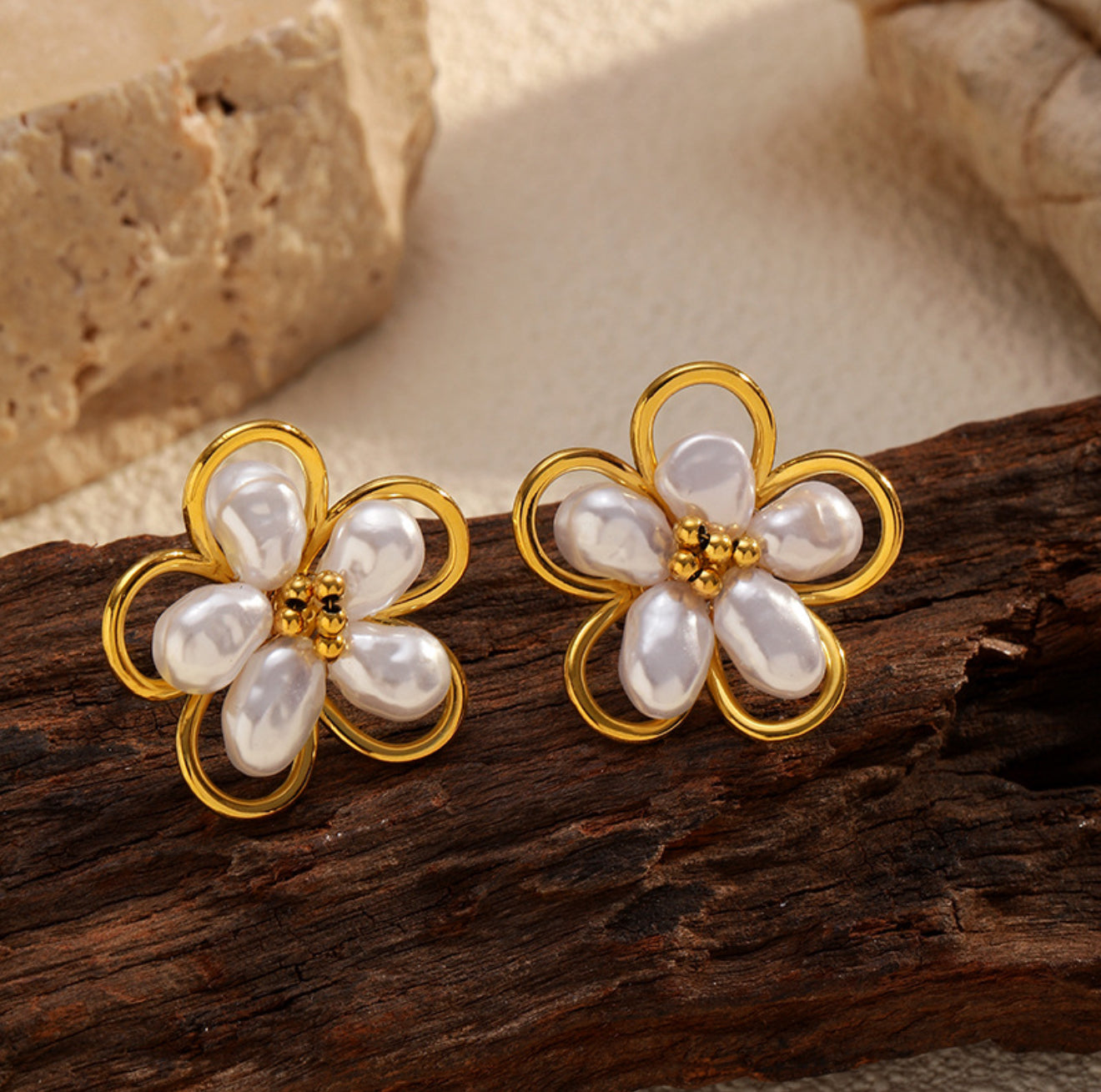 Pearl Petal Earrings