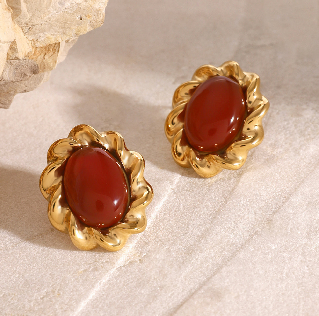 Gold Carmine Earrings