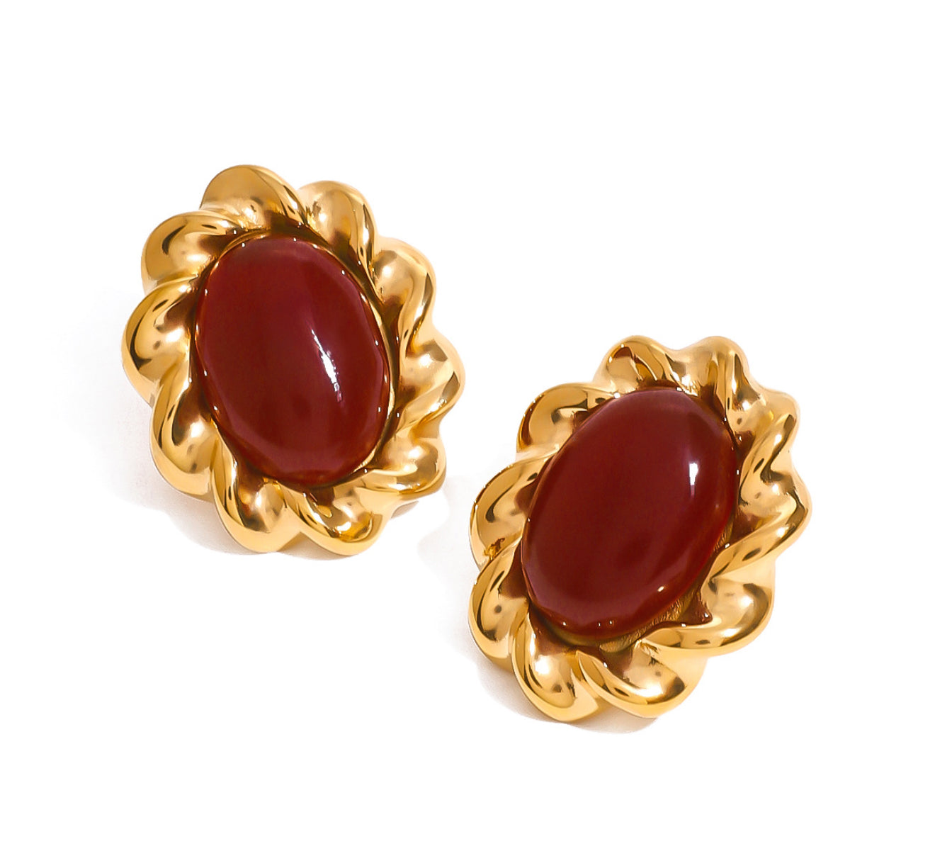 Gold Carmine Earrings
