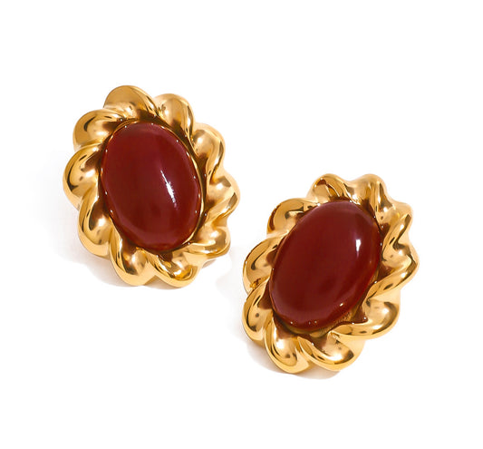 Gold Carmine Earrings