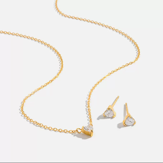Delicate heart necklace and earrings set