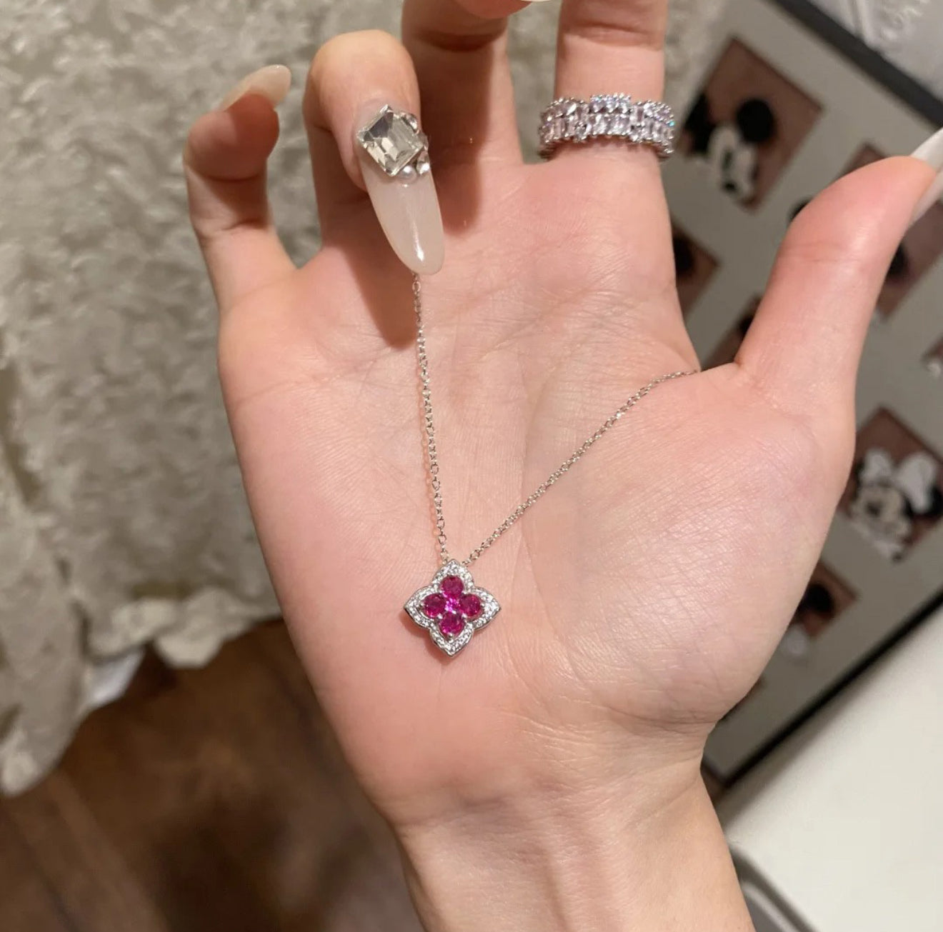 Ruby Clover Necklace