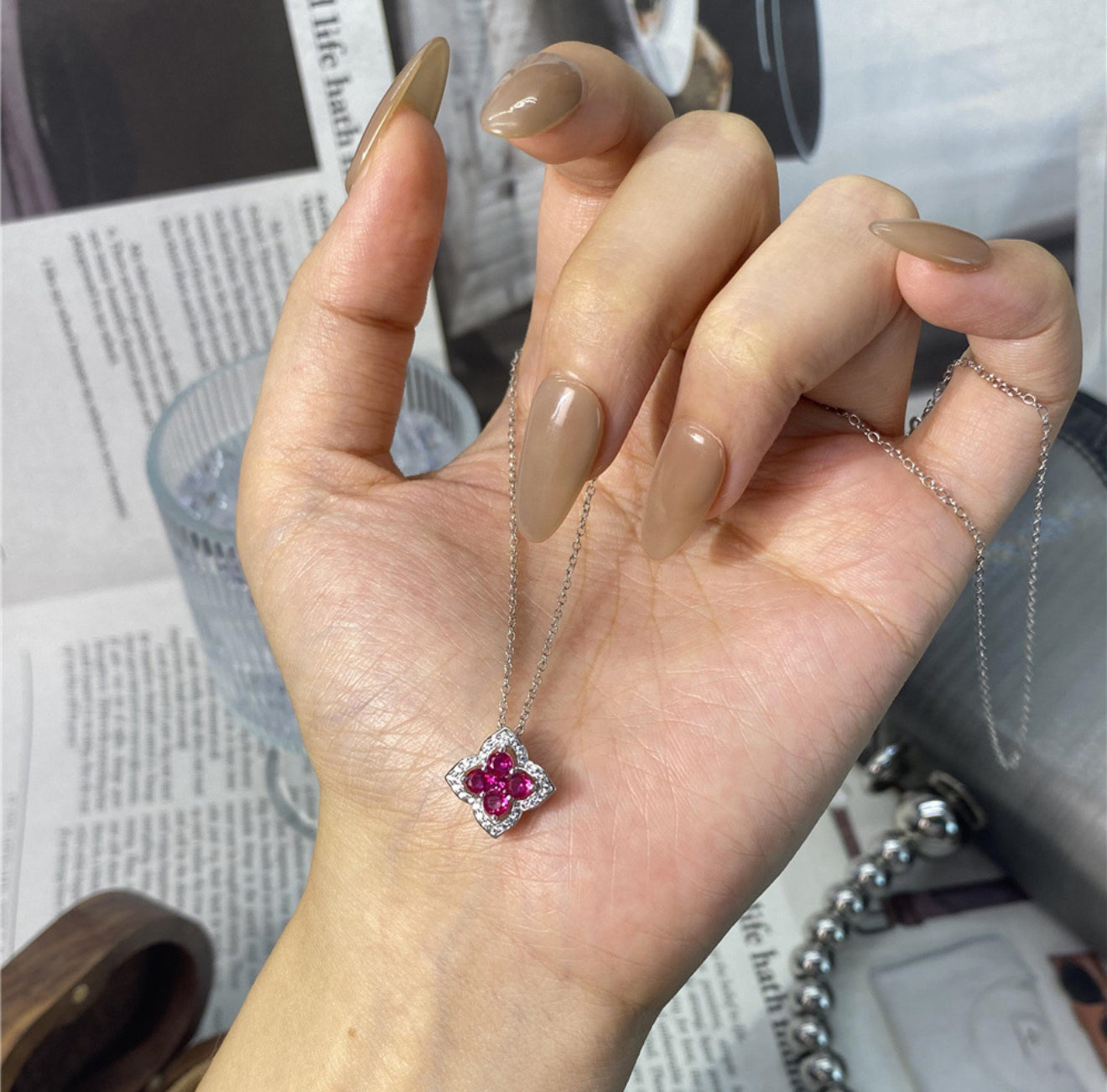 Ruby Clover Necklace