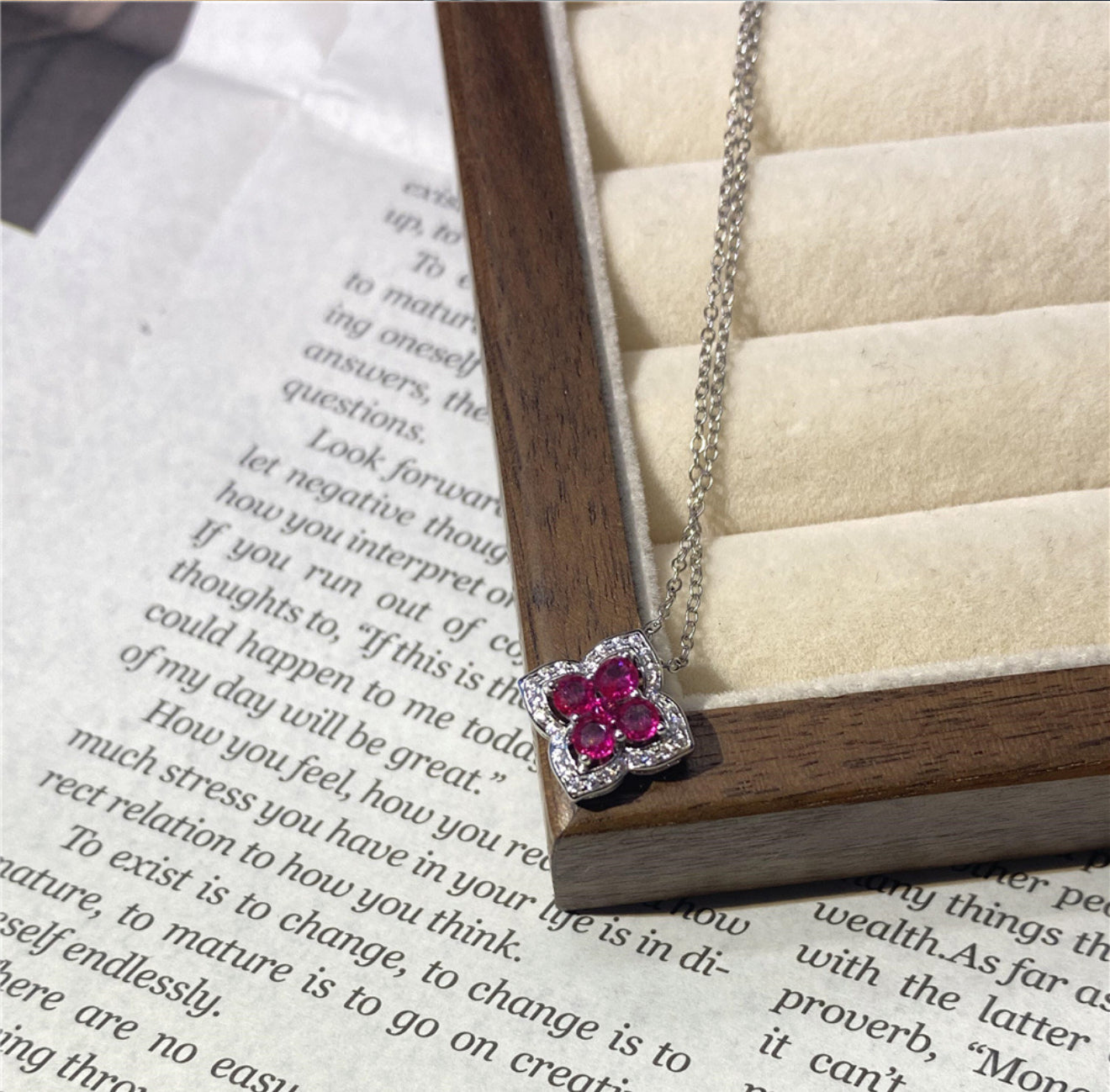 Ruby Clover Necklace