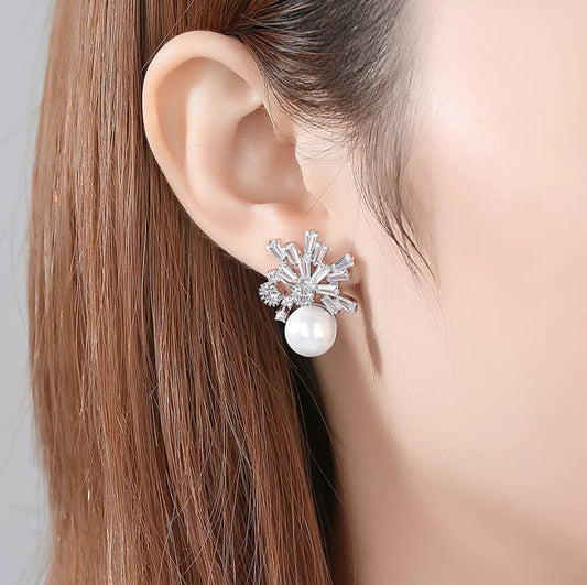 Snowflake Pearl Earrings
